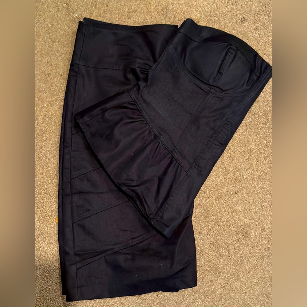 Dark denim Skirt and Strapless Peplum style top